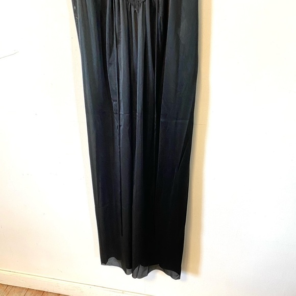 Vintage Black Nightgown Long Liquid Satin Nylon Lace Union Made Womens Medium - Picture 7 of 12